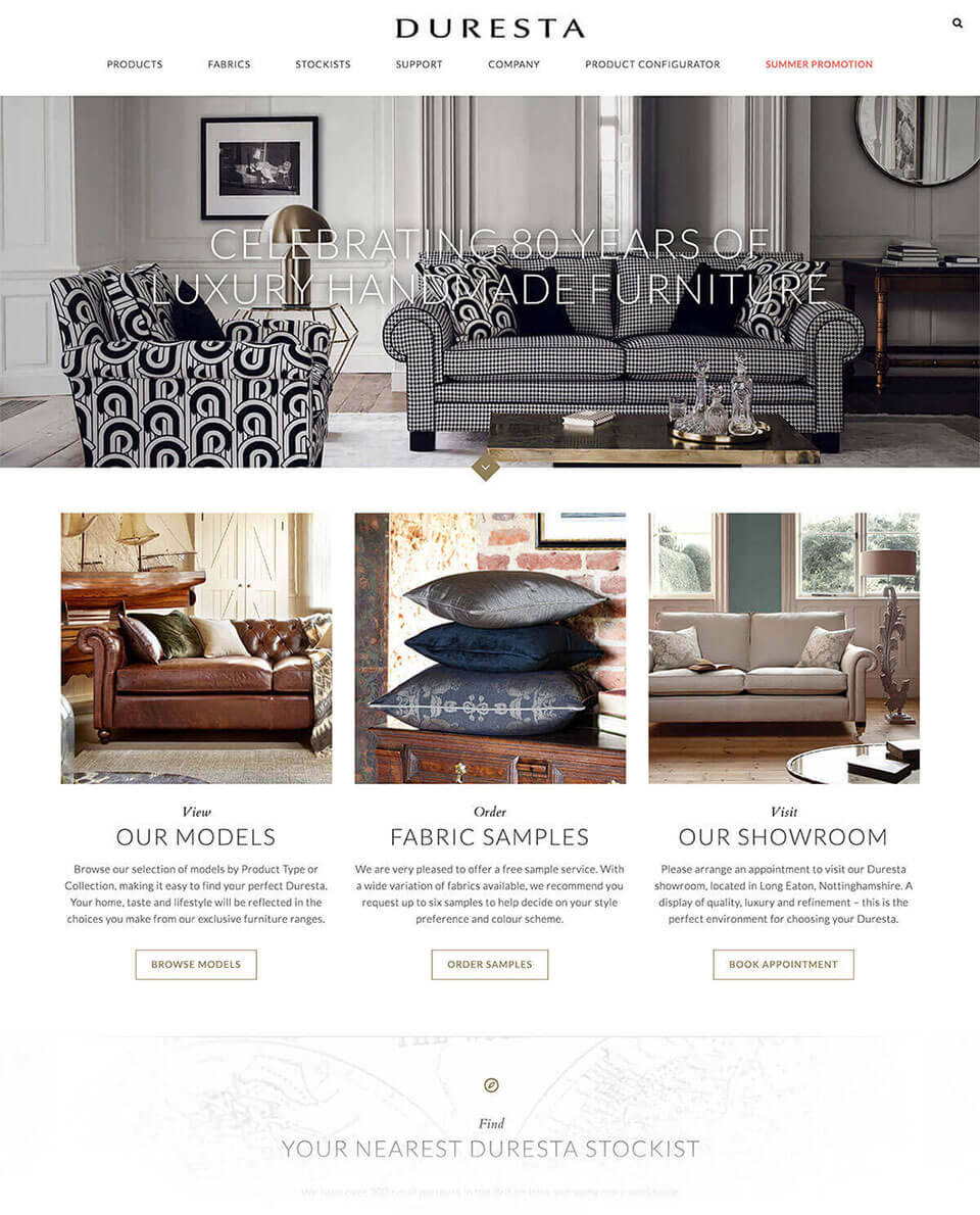Duresta home page screenshot