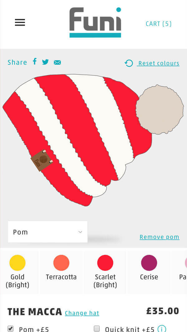 Funi Hat designer web app screenshot